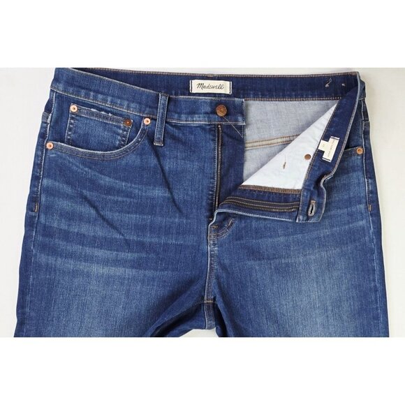 Madewell Size 32X26 Womens Cali Demi Boot Blue Denim Embroidered Logo Jeans - Picture 10 of 12